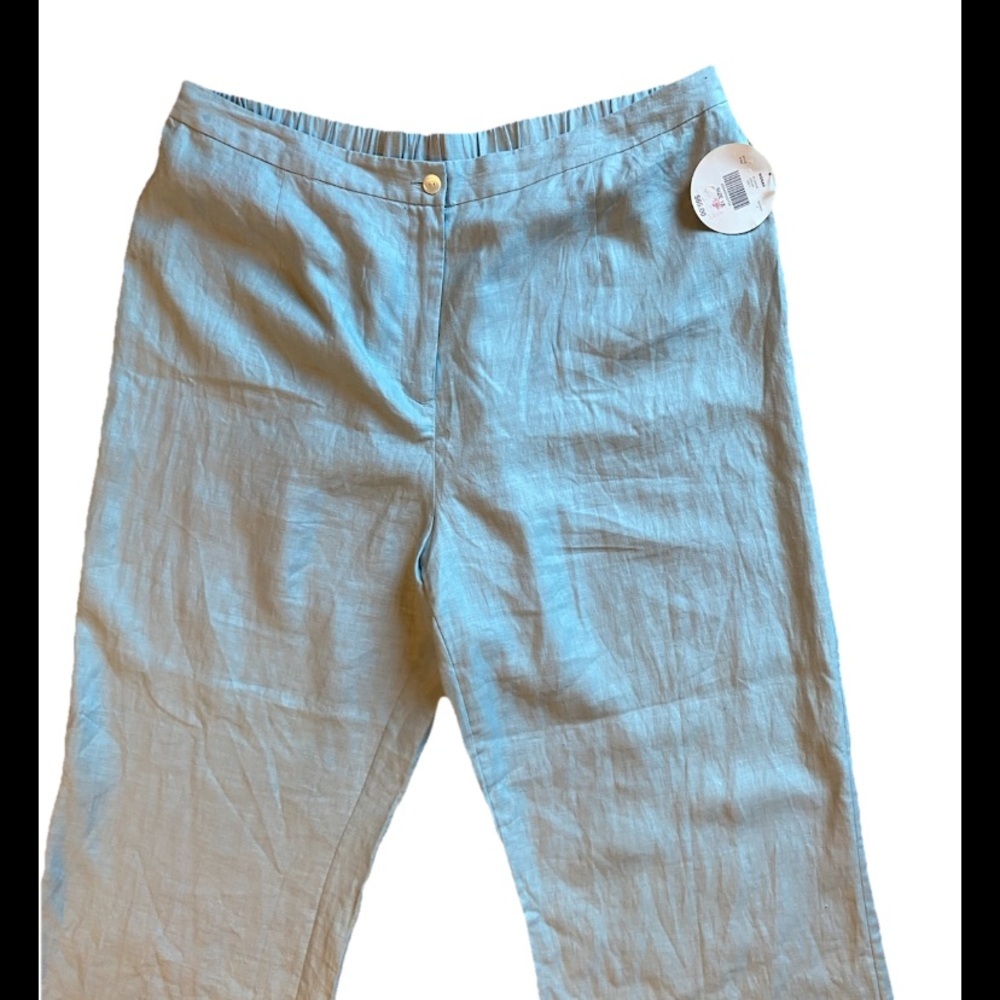 Valerie Separates 100% Linen 1X Blue Pants Slacks Trousers